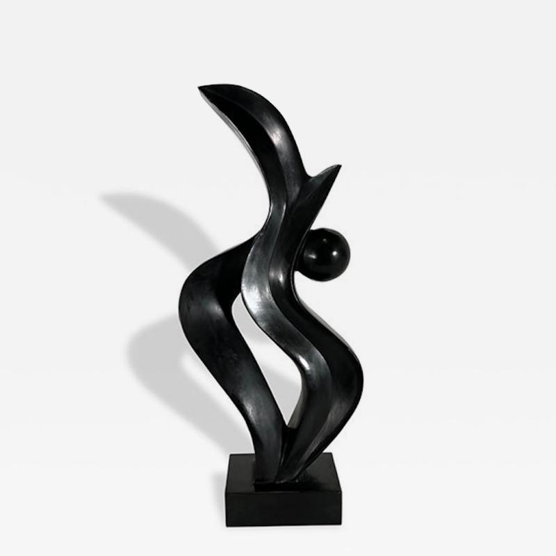  EVELYNE BRADER FRANK Swiss Modern Black Basalt Abstract Sculpture Evelyne Brader Frank Angoona 