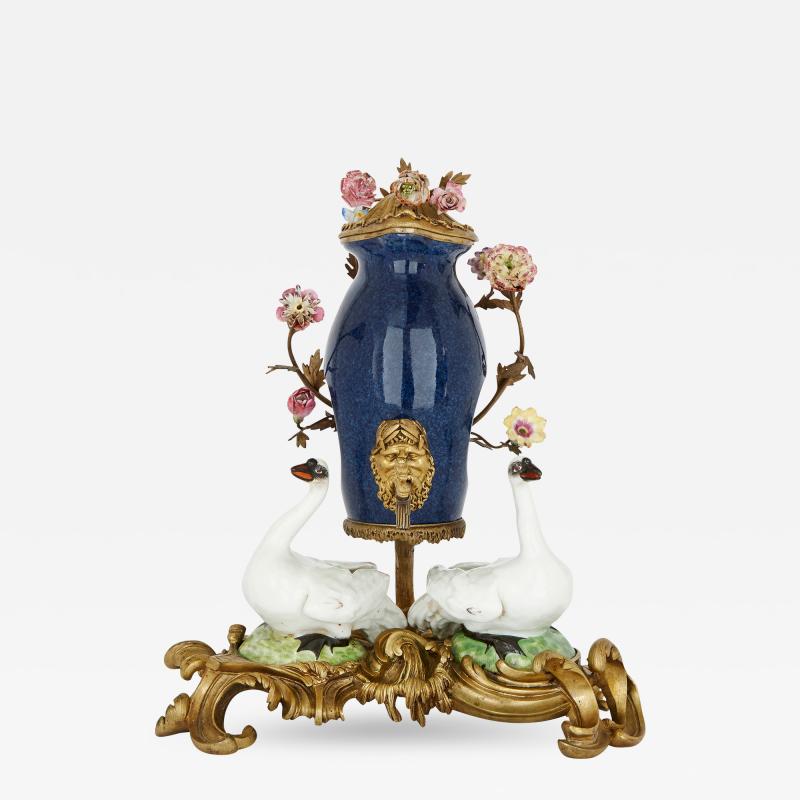  Edme Samson et Cie Meissen style porcelain and gilt bronze table fountain by Samson