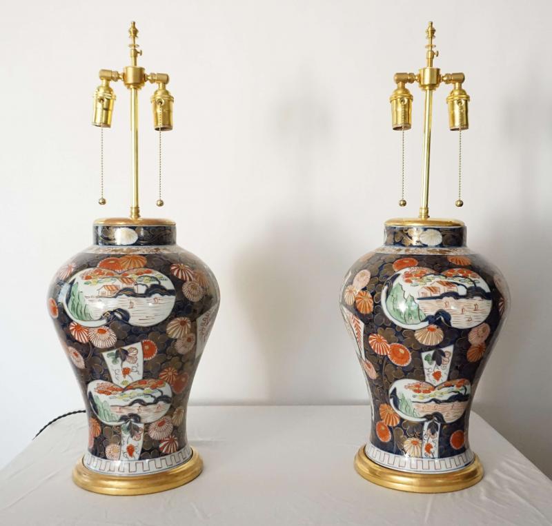 Edme Samson et Cie - Pair of Samson Imari Lamps, Mallett London