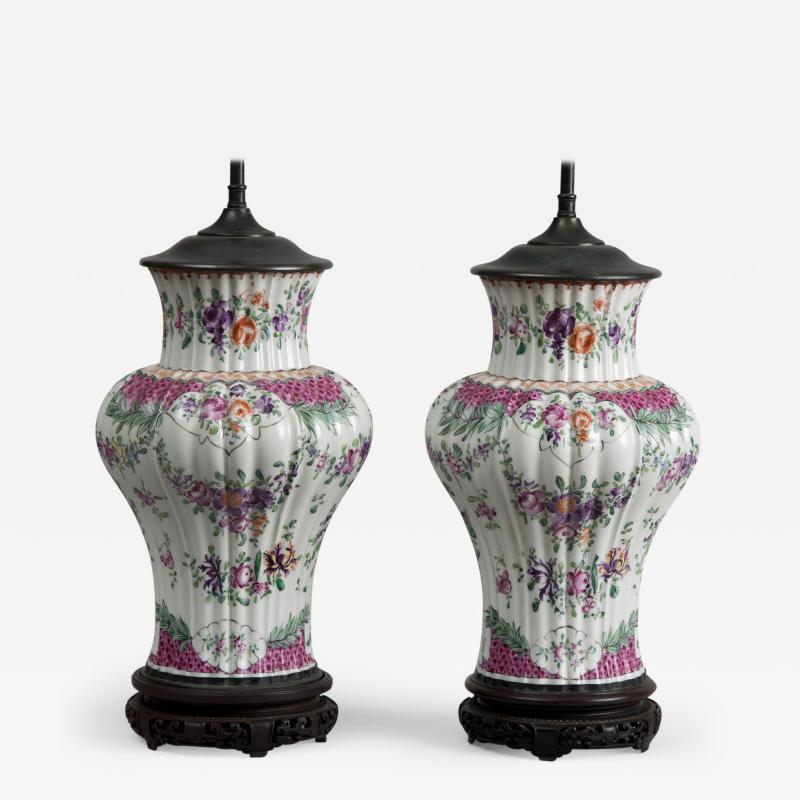  Edme Samson et Cie Pair of Samson Vases Lamped Circa 1880