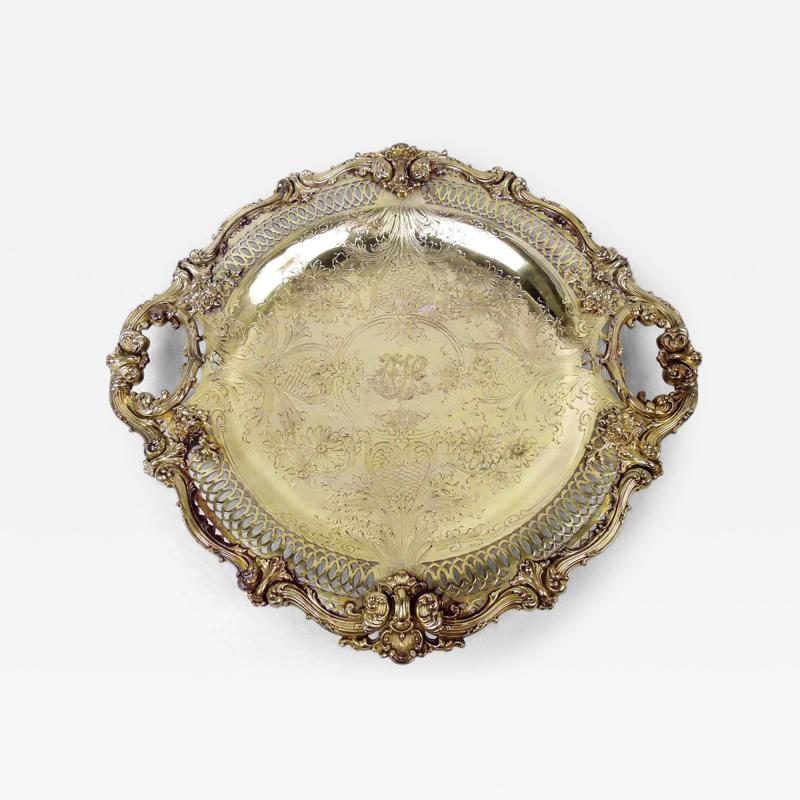  Edward F Caldwell Co Caldwell Lighting Fancy American Victorian Classical Gilt Sterling Silver Cake Plate
