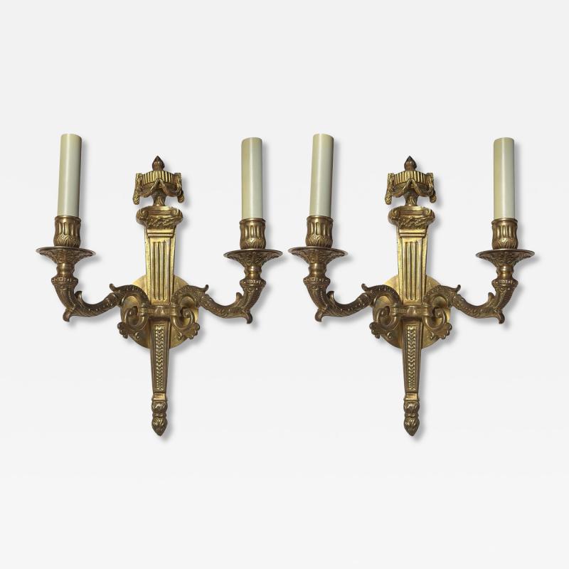  Edward F Caldwell Co Caldwell Lighting Pair of 19c Style Neoclassical Two Light Wall Sconces