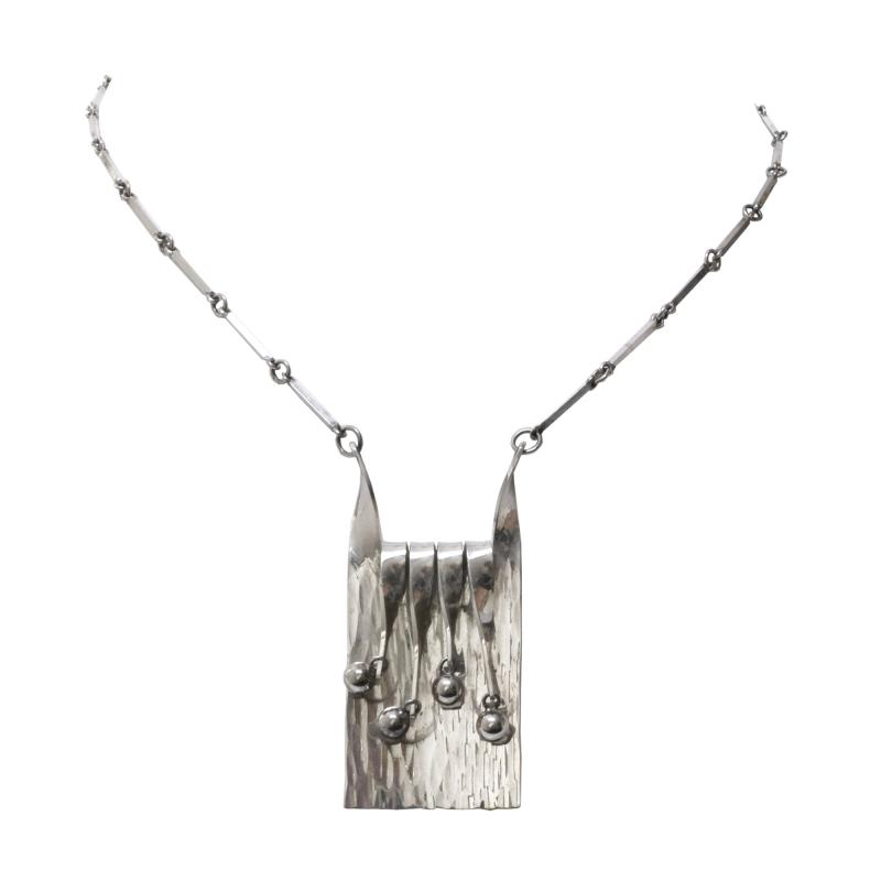  Eksjo Scandinavian Modern Silver Necklace and Pendant by Eksjo