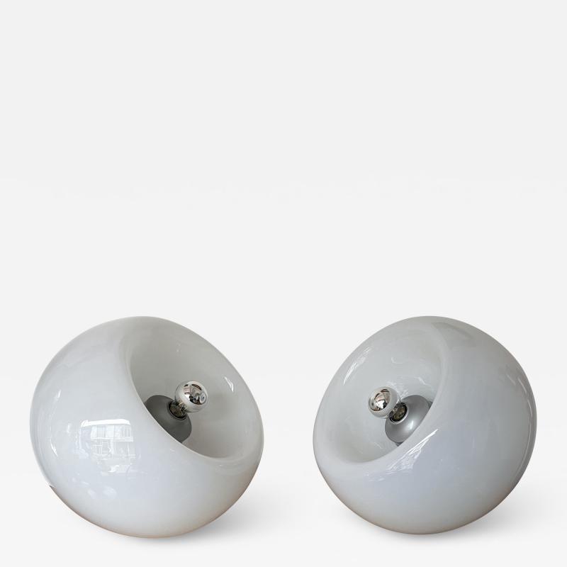  Eleanore Peduzzi Riva Space Age Pair of Vacuna Murano Glass Lamps by Artemide Italy 1968