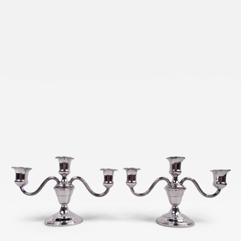  Elgin Silversmith Co Pair of American Traditional Sterling Silver 3 Light Candelabra