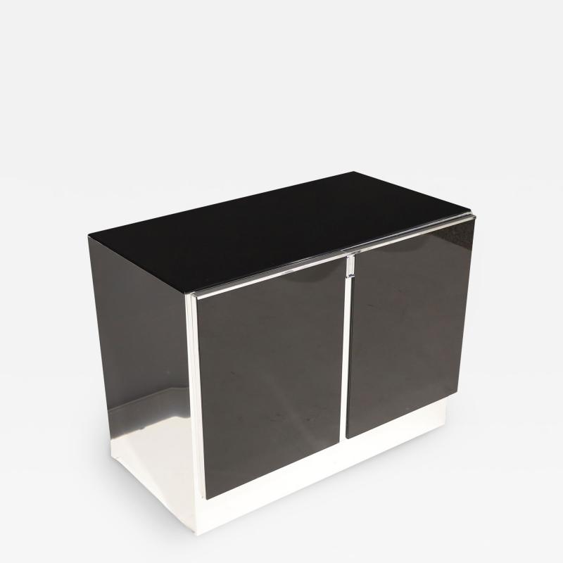  Ello Furniture Co Ello Black Glass Top Sideboard Cabinet with Chrome Trim