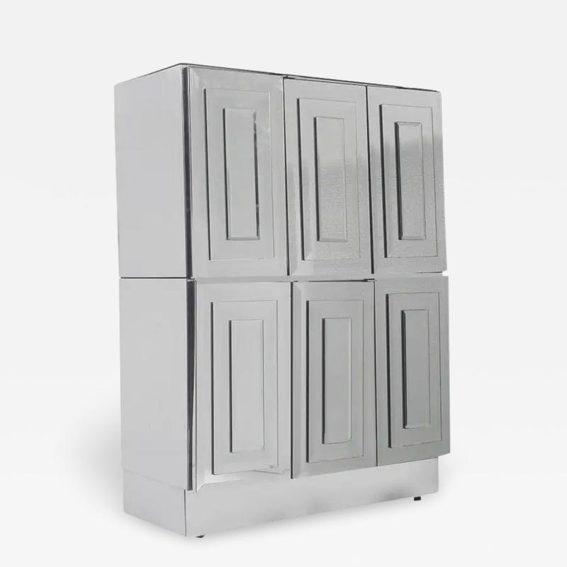  Ello Furniture Co Mid Century Modern Mirror Chrome Tall Cabinet with Chest of Drawers by Ello