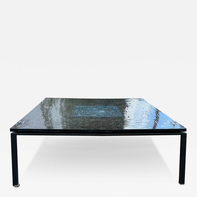  Ercole Home Ercole Home Large Square Art Glass Mosaic Dining Table with Iron Base NYC