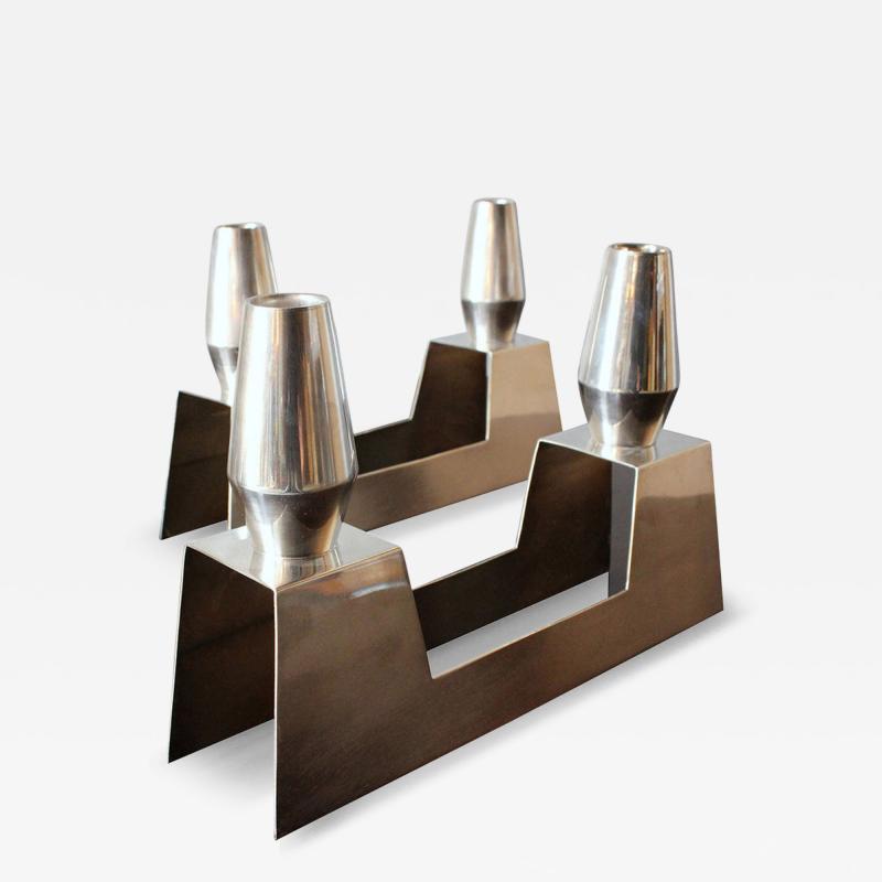  Ercuis Pair of Fine French 1960s Silver Plated Candelabra by Ercuis