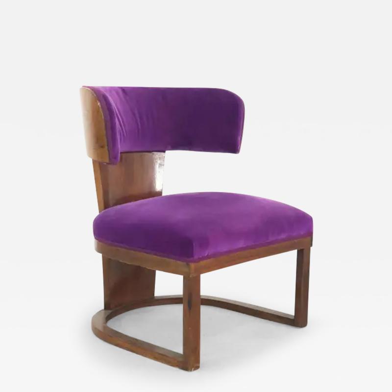  Ernesto Lapadula Rare Italian Art Deco Armchair by Ernesto Lapadula in Purple Velvet