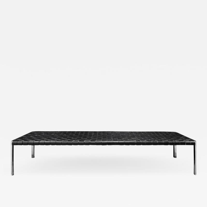  Erwine and Estelle Laverne Erwine Estelle Laverne Long Bench With Woven Leather Straps 1950s