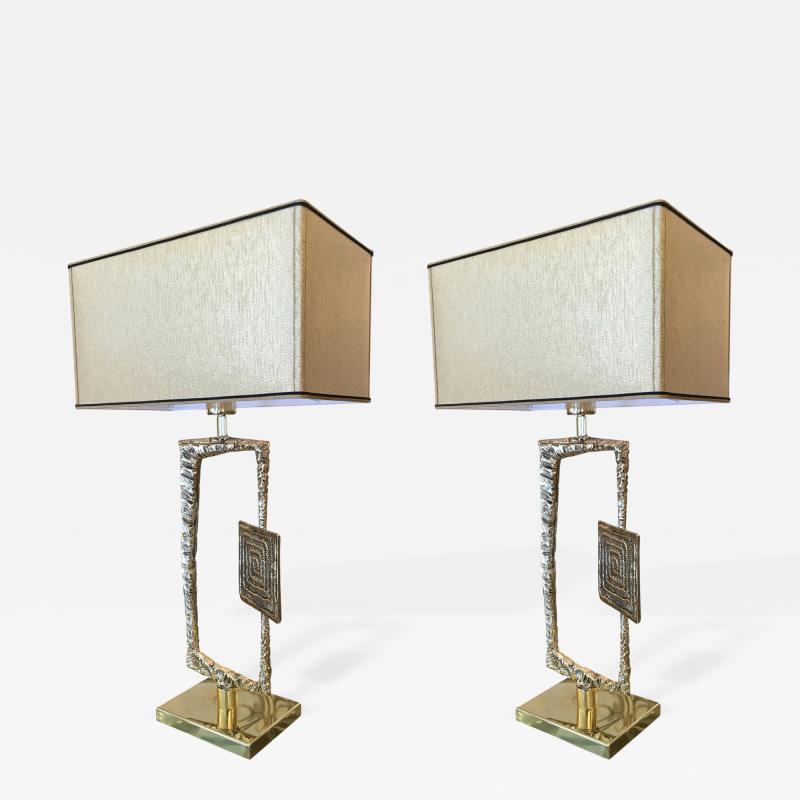  Esperia Sculptural Cast Bronze Tea Table Lamps by Esperia