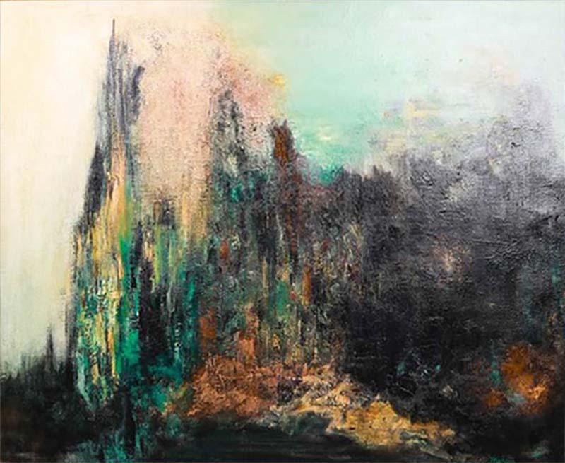  Etta C Mercur Mid Century Abstract Oil Painting Expressionist Signed Etta C Mercur