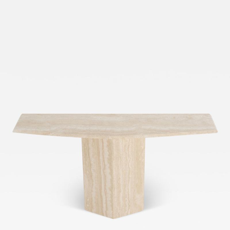  F A B Italy Console Table in Italian Travertine Marble 1970s