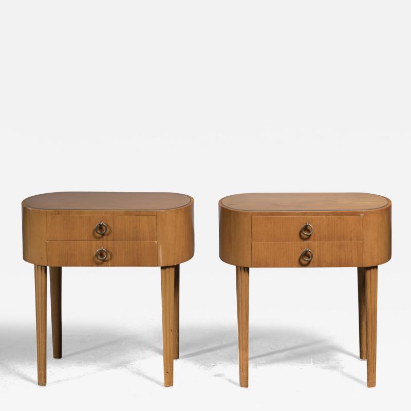  F renade M belfabrikerna Link ping Pair of elm nightstands with glass top