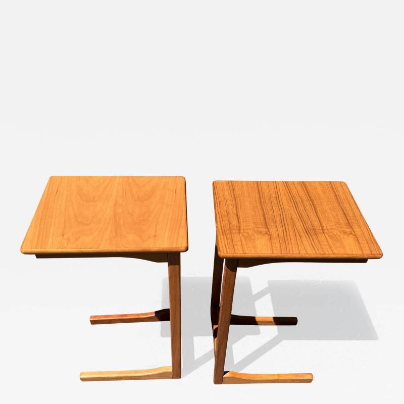  FBJ M bler DANISH MODERN MIXED WOODS PAIR OF SOFA END TABLES