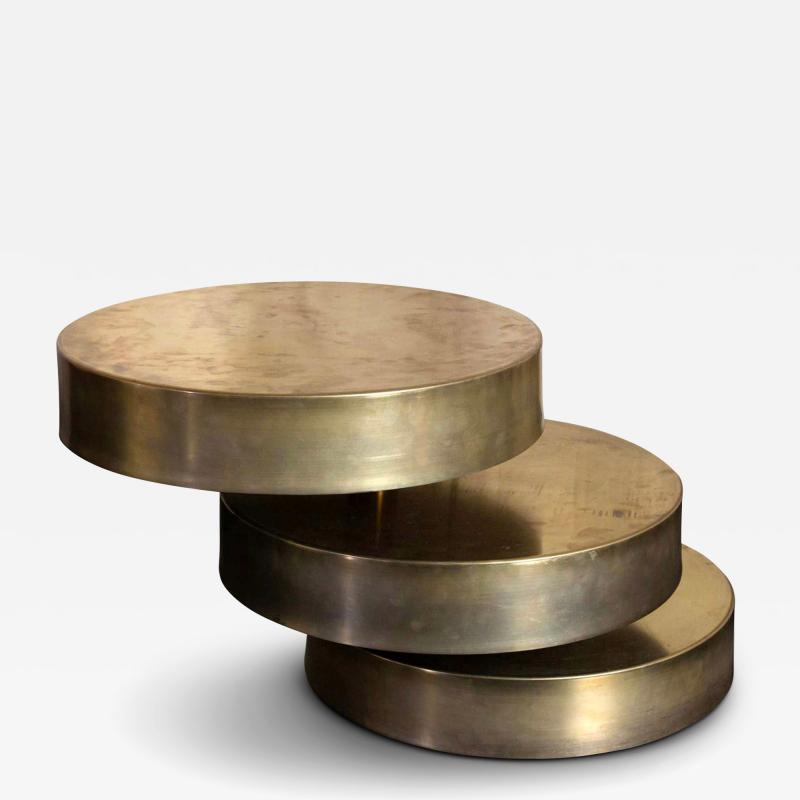  FLAIR FURNITURE TRIS Natural Brass Swivel Table