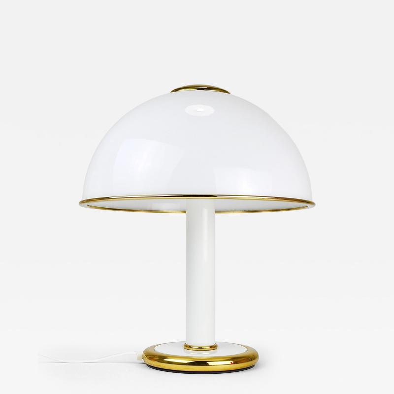  Fabbian F Fabbian Gold White Murano Glass Mushroom Table Side Lamp Italy 1970s