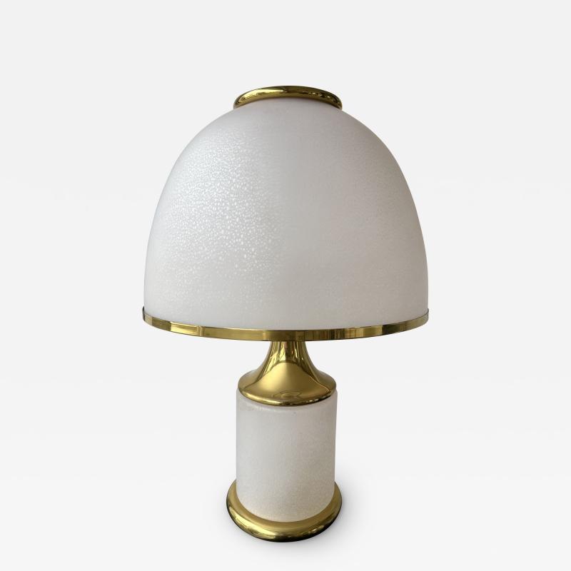  Fabbian Large Brass Mushroom Murano Glass Lamp by Fabbian Italy 1970s