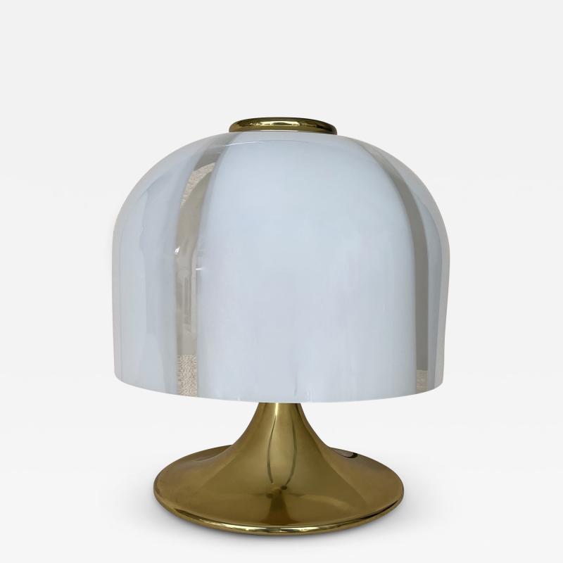  Fabbian Mushroom Lamp Brass and Murano Glass by F Fabbian Italy 1970s