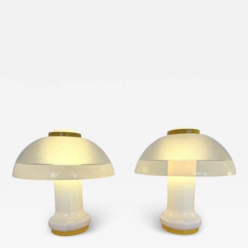  Fabbian Pair of Mushroom Lamps Murano Glass by F Fabbian Italy 1970s