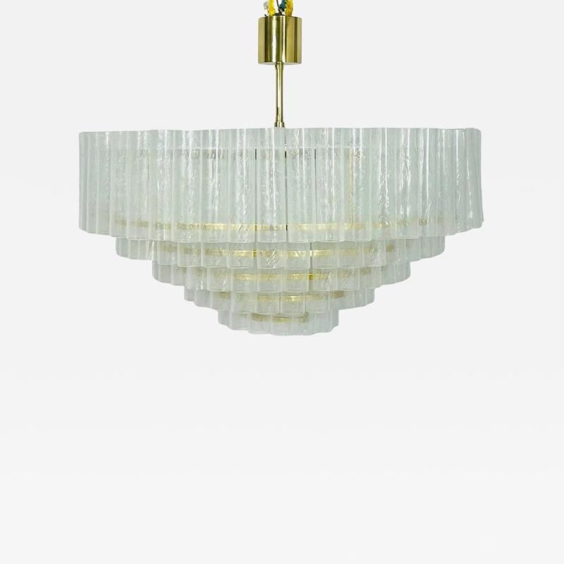 Fabio Ltd Five Tier Murano Glass and Brass Chandelier by Fabio Ltd Italy 1980s