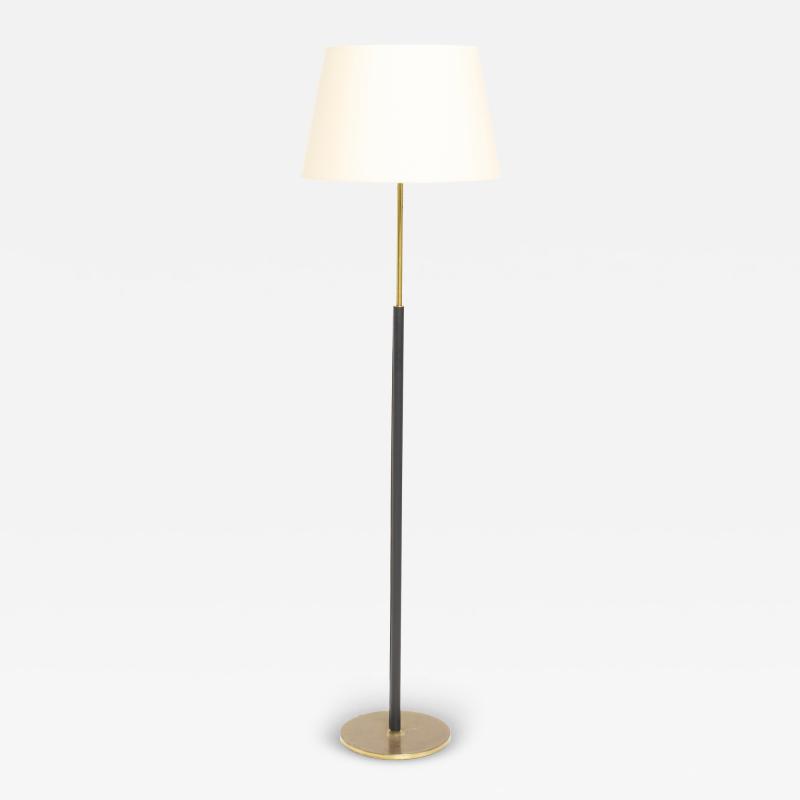  Falkenbergs Belysning Brass and Black Leather Floor Lamp