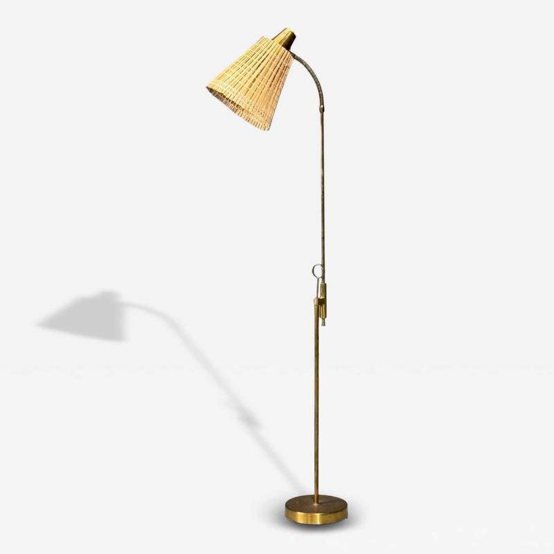  Falkenbergs Belysning Falkenbergs Belysning Adjustable Floor Lamp Brass Bamboo Sweden 1960s