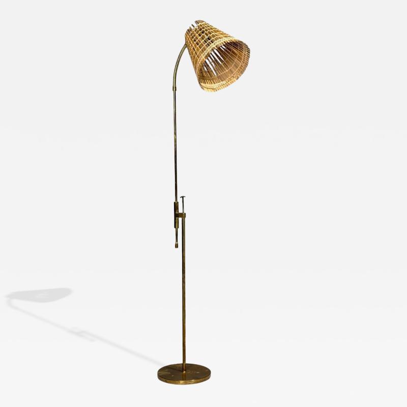 Falkenbergs Belysning Falkenbergs Belysning Adjustable Floor Lamp Brass Bamboo Sweden 1960s