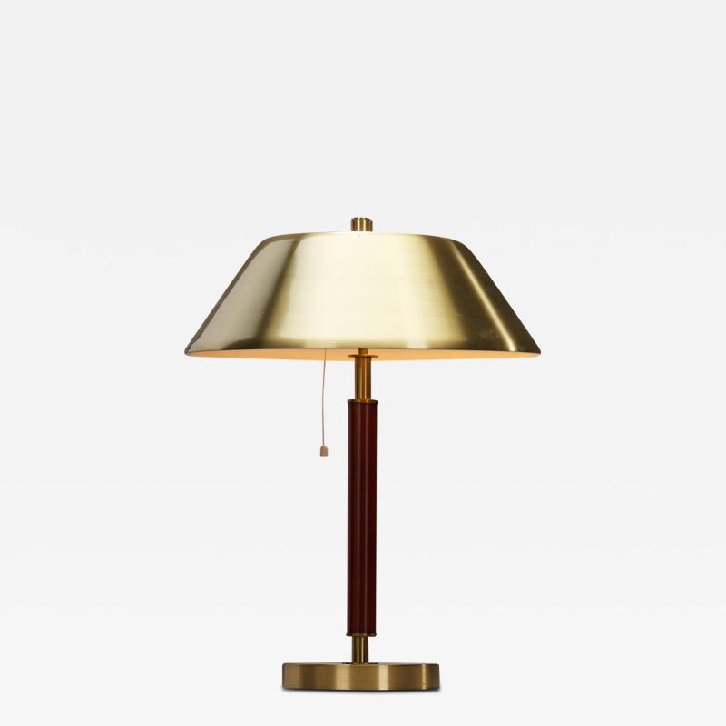  Falkenbergs Belysning Falkenbergs Belysning Brass and Leather Table Lamp Sweden 1960s