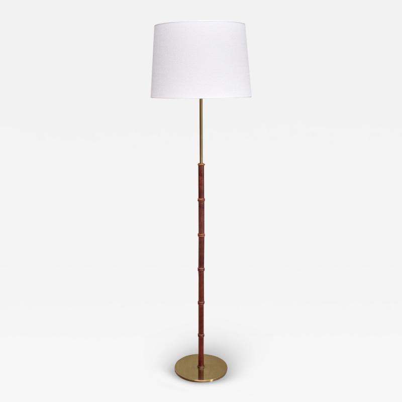  Falkenbergs Belysning Falkenbergs Belysning Floor Lamp in Oak and Brass Sweden 1960s