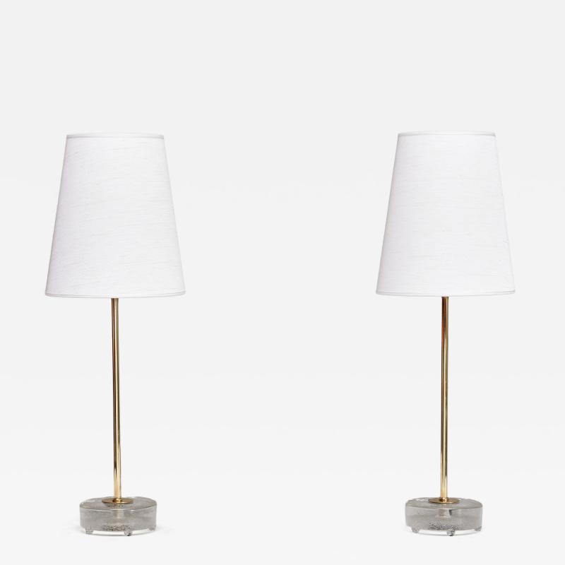  Falkenbergs Belysning Pair of Falkenbergs Belysning Table Lamps in Brass and Glass Sweden 1960s