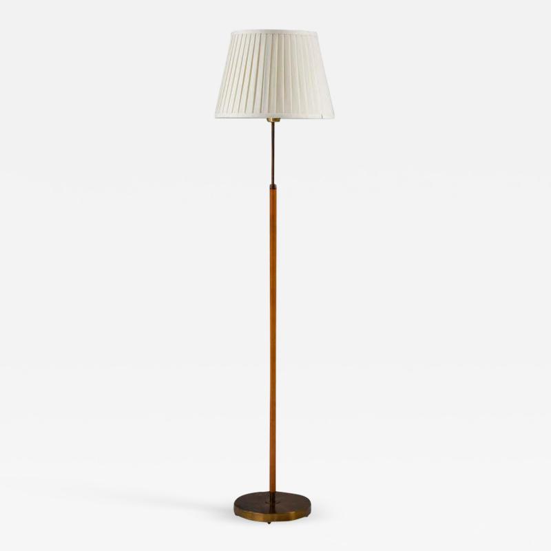  Falkenbergs Belysning Scandinavian Midcentury Floor Lamp in Brass and Leather by Falkenbergs Sweden