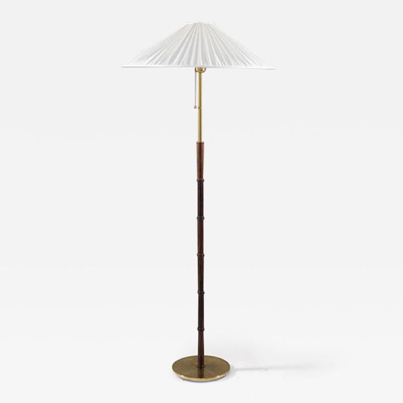  Falkenbergs Belysning Scandinavian Midcentury Floor Lamp in Brass and Wood by Falkenbergs Sweden