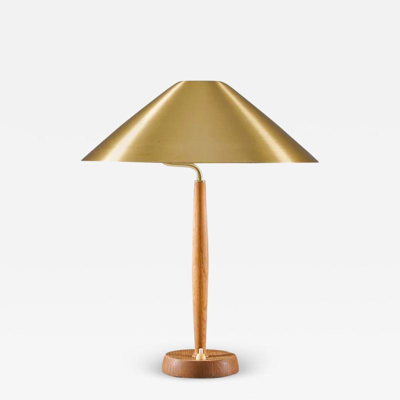  Falkenbergs Belysning Scandinavian Midcentury Table Lamp in Brass and Oak by Falkenbergs