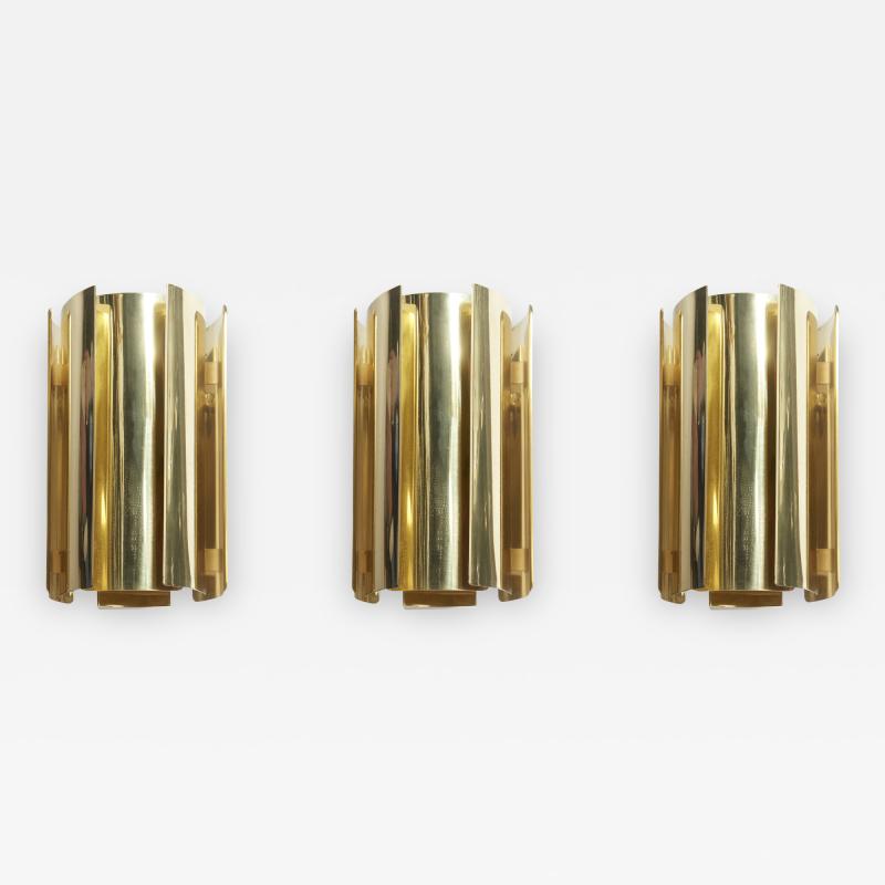  Falkenbergs Belysning Set of Three Brass Wall Sconces by Falkenbergs Belysning