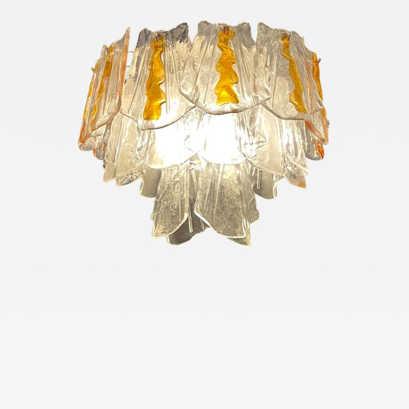  Feders FEDERS Posh Amber Sculpted Glass Chandelier after AV Mazzega Italy 1960s