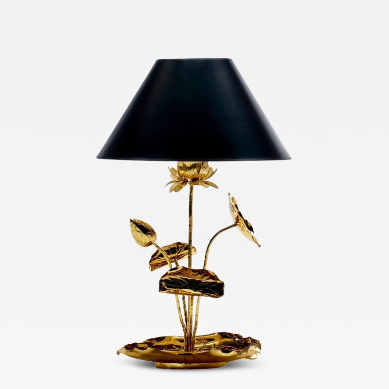  Feldman Lighting Co Hollywood Regency Lotus Flower Lamp in Polished Brass by Feldman c 1960