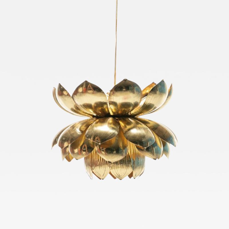  Feldman Lighting Co Large Brass Lotus Fixture by Feldman Lighting Company in the Style of Parzinger