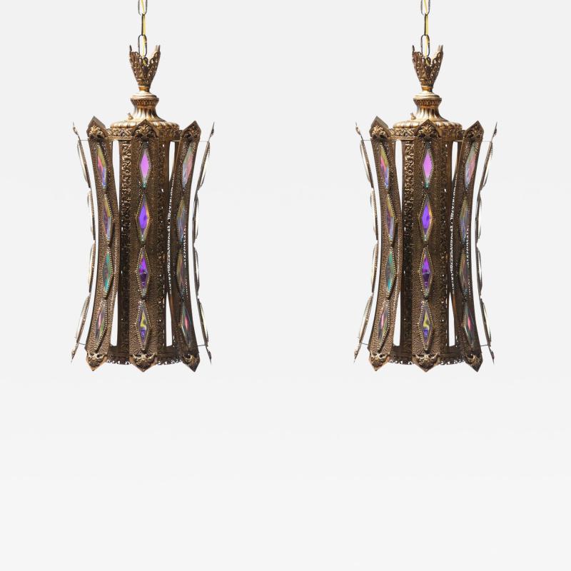  Feldman Lighting Co Large Pair of Moroccan Style Lantern Pendant Lights by Feldman Lighting c 1960