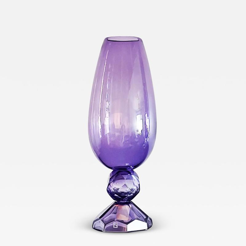  Fendi Casa Fendi Casa Hand blown Vetri Glass Art stico Murano Vase Amethyst Faceted Cut