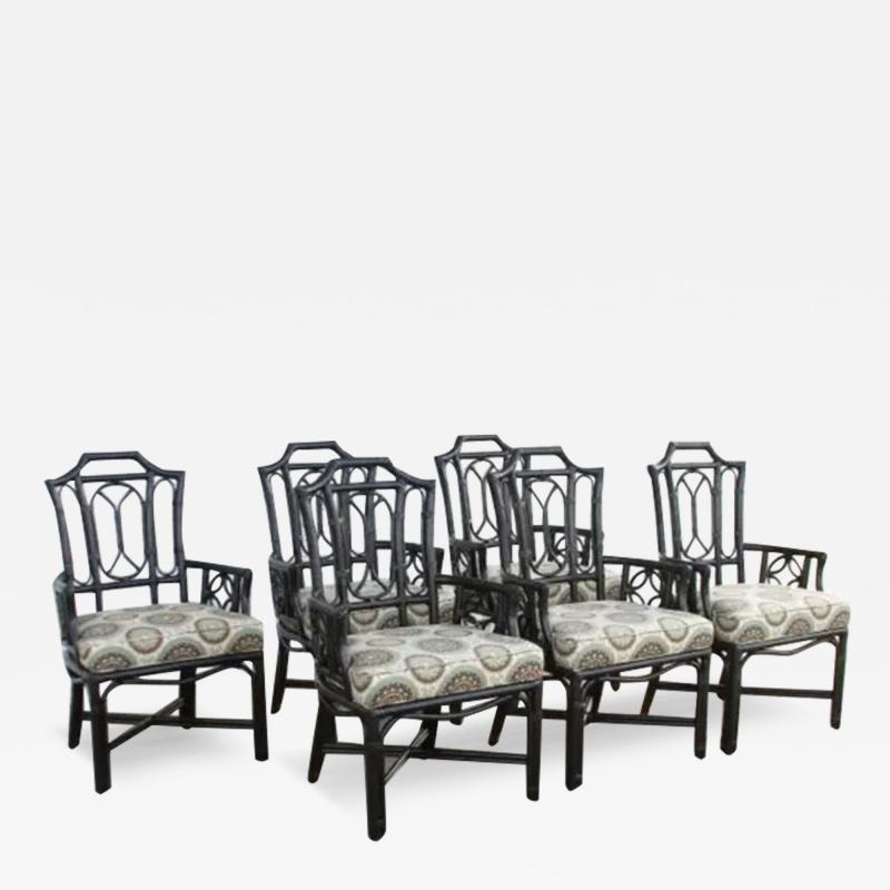  Ficks Reed 6 Ficks Reed Rattan Black Dining Chairs