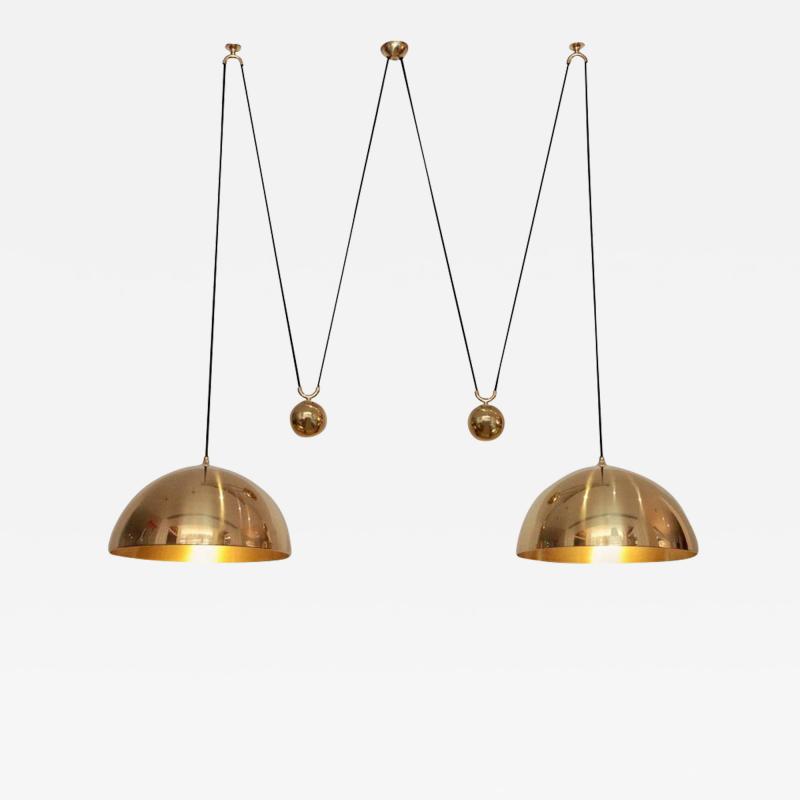  Florian Schulz Florian Schulz Double Posa Brass Pendant Lamp with Side Counter Weights