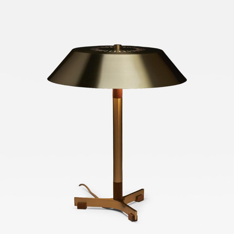  Fog M rup Brass and Teak President Table Lamp by Jo Hammerborg 1960s