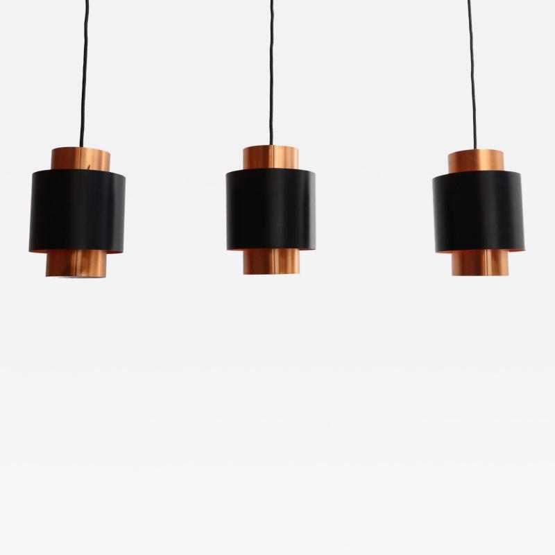  Fog M rup Set of Three Danish Tunika Copper Pendant Lamps by Jo Hammerborg for Fog M rup