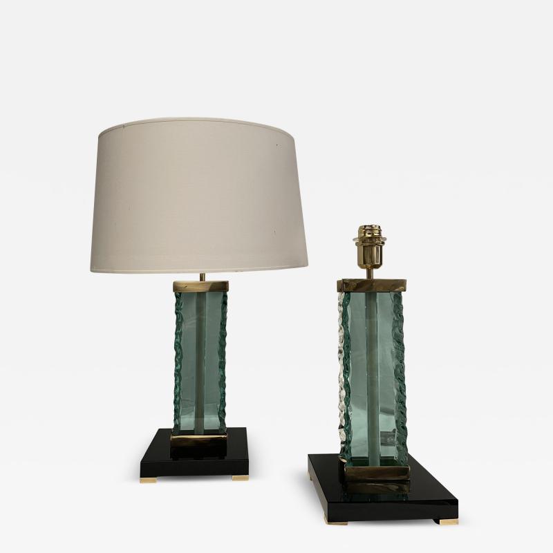  Fontana Arte FontanaArte 1980s Pair of glass lamps attributed to Fontana Arte