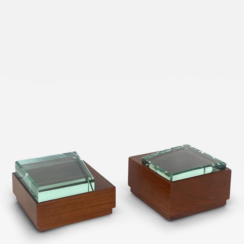  Fontana Arte FontanaArte FONTANA ARTE WALNUT AND GLASS BOXES EDITED BY FONTANA ARTE