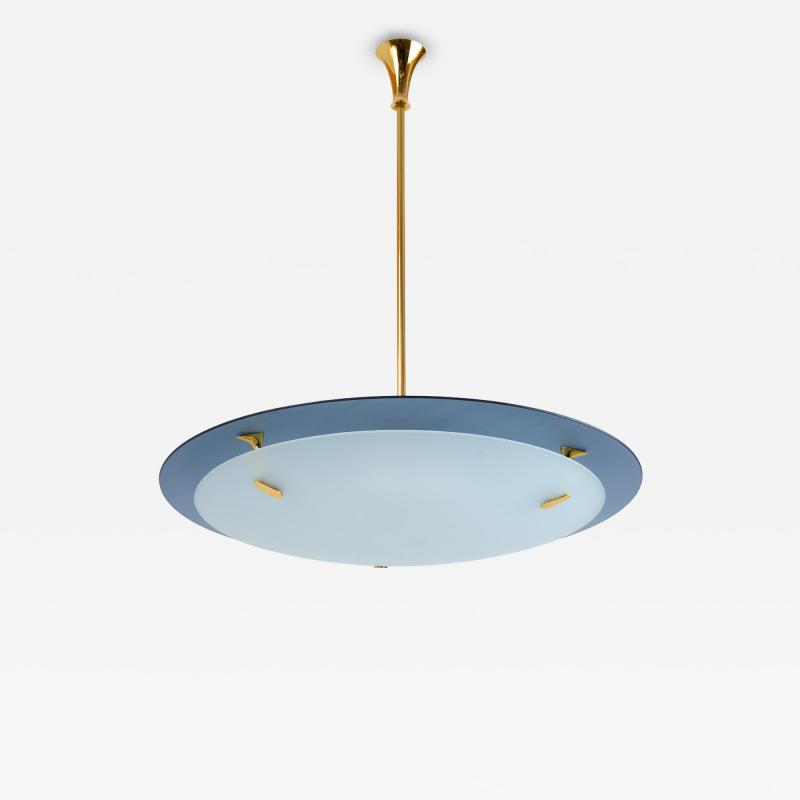  Fontana Arte FontanaArte Fontana Arte Blue Glass Pendant Chandelier Italy 1950s