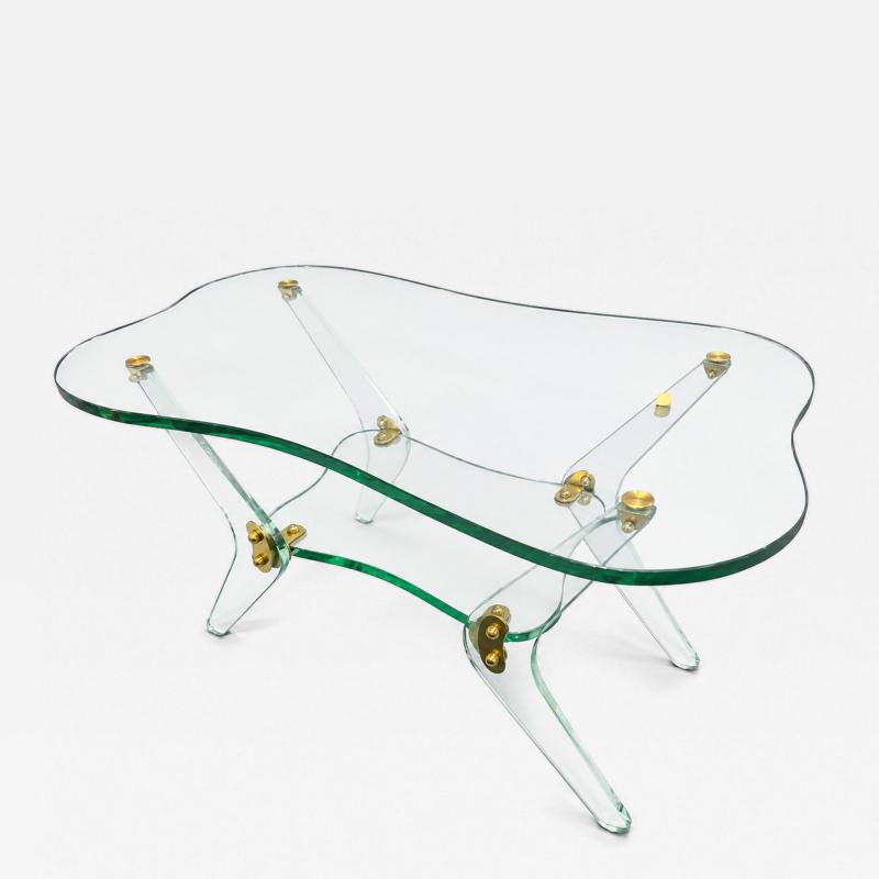  Fontana Arte FontanaArte Fontana Arte Sculptural Glass Coffee Table Italy 1970s