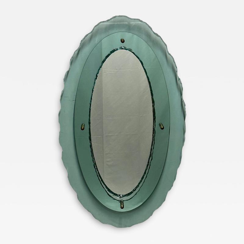  Fontana Arte FontanaArte Italian Mid Century Modern Fontana Arte Oval Glass Mirror or Plateau or Tray